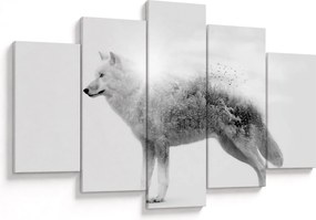 Kép - Vad tájat tükröző sarkvidéki farkas, fekete-fehér (150x105 cm)