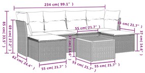 7 részes bézs polyrattan kerti ülőgarnitúra párnákkal