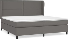 vidaXL szürke műbőr rugós ágy matraccal 200 x 200 cm