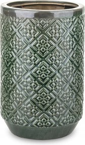 Virágtartó Fedél 26x17cm Zöld Díszített Váza 25