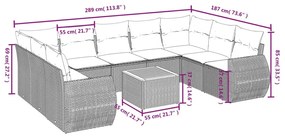 10 részes bézs polyrattan kerti ülőgarnitúra párnával