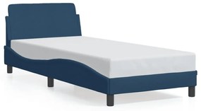 kék szövet ágykeret fejtámlával matrac nélkül 80 x 200 cm