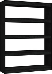 vidaXL fekete tömör fenyőfa könyvszekrény/térelválasztó 100 x 30 x 135,5 cm