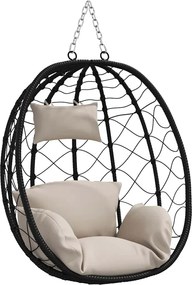 vidaXL Függő tojás szék Tópszínű 91,5 x 60 x 110 cm polirattan