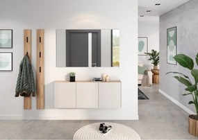 Krémszínű függő szekrény tölgyfa dekorral 138x52x25 cm Libbiano – Germania