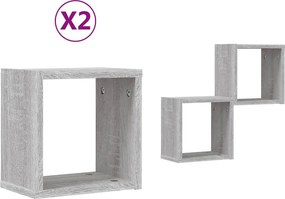 vidaXL Falpolcok polcokkal 2 pcs Szürke Sonoma 26 x 15 x 26 cm Faanyag