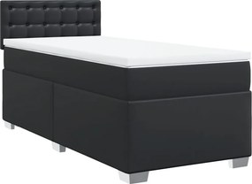 vidaXL fekete műbőr rugós ágy matraccal 80 x 200 cm