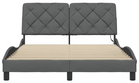 sötétszürke szövet ágykeret LED-ekkel matrac nélkül 120x200 cm