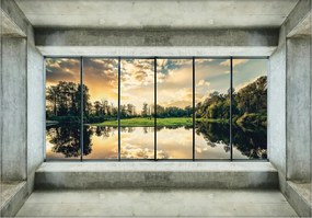 Fotótapéta Naplemente a tóparton panoráma természet 200x140 +ragasztó