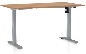 OfficeTech A állítható magasságú asztal, 140 x 80 cm, szürke alap, bükkfa