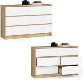 Komód szekrény K120 6 fiókos artisan-fehér Akd