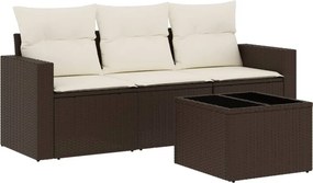 vidaXL 4 részes barna polyrattan kerti ülőgarnitúra párnákkal