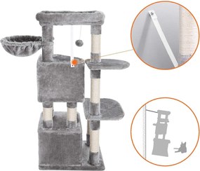 Feandrea macskafa, macskakaparó oszlop stabil 120 cm, világosszürke