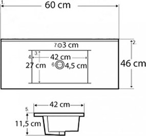 Porto 60 alsó fürdőszoba bútor mosdóval rauna szil színben