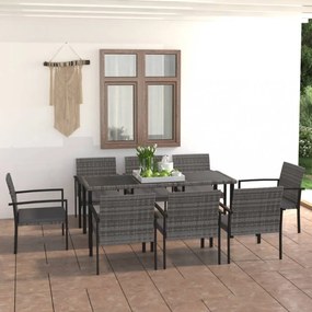 9 részes szürke polyrattan kerti étkezőgarnitúra