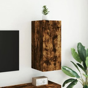 füstös tölgy színű fali TV-szekrény LED-ekkel 30,5x35x70 cm