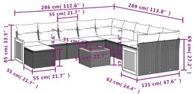 12 részes bézs polyrattan kerti ülőgarnitúra párnákkal