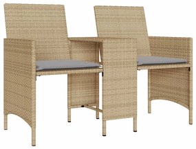 2 személyes bézs polyrattan kerti kanapé asztallal/székkel