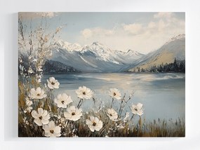 Vászonkép Canvas Tájkép Hegyek Tátra Tó Völgy Virágok 100x75