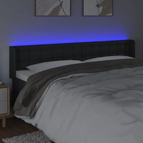 fekete műbőr LED-es fejtámla 203 x 16 x 78/88 cm