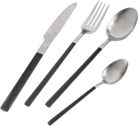 Fekete-ezüstszínű rozsdamentes acél evőeszköz készlet 24 db-os Skandi – Orion