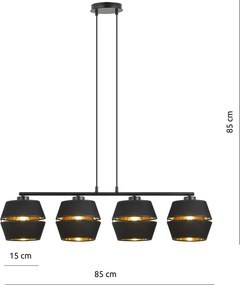 Emibig modern függeszték piano fekete arany emi1183/4