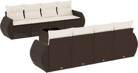 vidaXL 9 részes barna polyrattan kerti ülőgarnitúra párnákkal