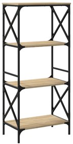 4 szintes sonoma tölgy szerelt fa könyvespolc 59 x 35 x 132 cm