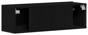 Fekete Tölgy Fali TV Szekrény 100x30x30 cm Épített Fa Anyagból