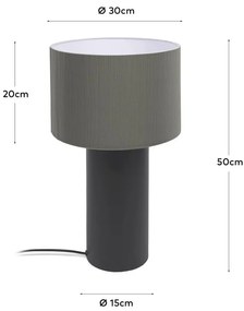 Fekete-szürke asztali lámpa fém búrával (magasság 50 cm) Domicina – Kave Home