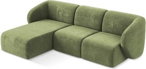 Zöld zsenília sarokkanapé (bal oldali-heverő résszel) Lani – Makamii