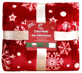 Piros karácsonyi mikroplüss pléd SNOWFALL Méret: 200 x 220 cm