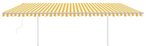 sárga-fehér automata szélérzékelős és LED-es napellenző 6x3,5 m