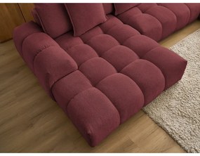 Borvörös zsenília kinyitható-tárolóhelyes sarokkanapé (jobb oldali-U alakú) Everest – Bobochic Paris