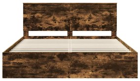 vidaXL Ágykeret fejtámlával Füstölt tölgy 180 x 200 cm Tömör fenyőfa