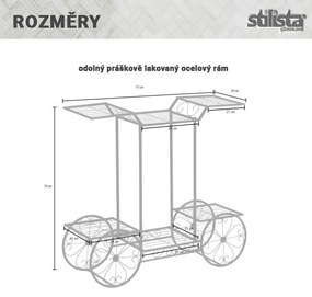 STILISTA Virágcserép állvány kocsi 77 x 75 x 28 cm acél