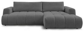 Sötétszürke kinyitható-tárolóhelyes sarokkanapé (jobb oldali-heverő résszel) Fuji – Bobochic Paris
