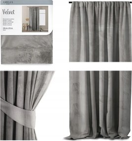 AmeliaHome bársony függöny 140x270 cm ezüst 140x270