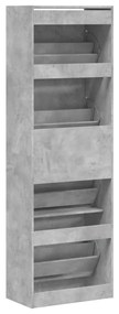 betonszürke cipőszekrény 4 kihajtható fiókkal 60x34x187,5 cm