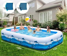 Felfújható medence négyszögletes 300x182x55 cm kék grafikákkal