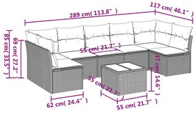 8 részes szürke polyrattan kerti ülőgarnitúra párnákkal