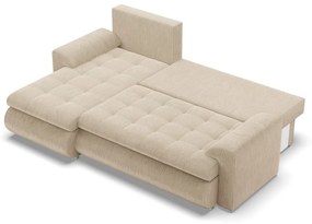 Tokio sarokkanapé, 2 ágyneműtartóval, kordbársony, baloldali, bézs