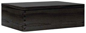 Fa doboz tetővel Fekete 40x30x13 cm tömör fa fenyő