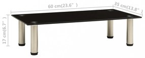 322761 TV Stand Black 60x35x17 cm Tempered Glass