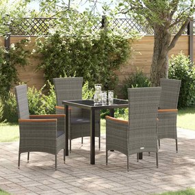 Kert étkező szett párnával 5 pcs Szürke Poli rattan