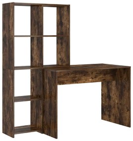 Asztal polcokkal Füstölt tölgy 138.5 x 55 x 143 cm Faanyag