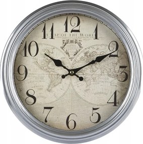 Falióra 30cm fém ezüst földgömb térkép