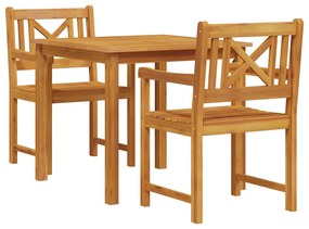 vidaXL Kert étkező szett 3 pcs Barna Tömör akácfa