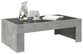 Betonszürke végtelen hatású LED-es dohányzóasztal 90x50x30 cm