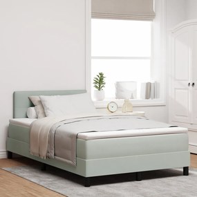 Box Spring Ágy Matraccal és LED Világosszürke 120x190 cm Bársony